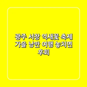 광주 서창 억새꽃 축제: 가을 낭만 여행, 놓치면 후회!