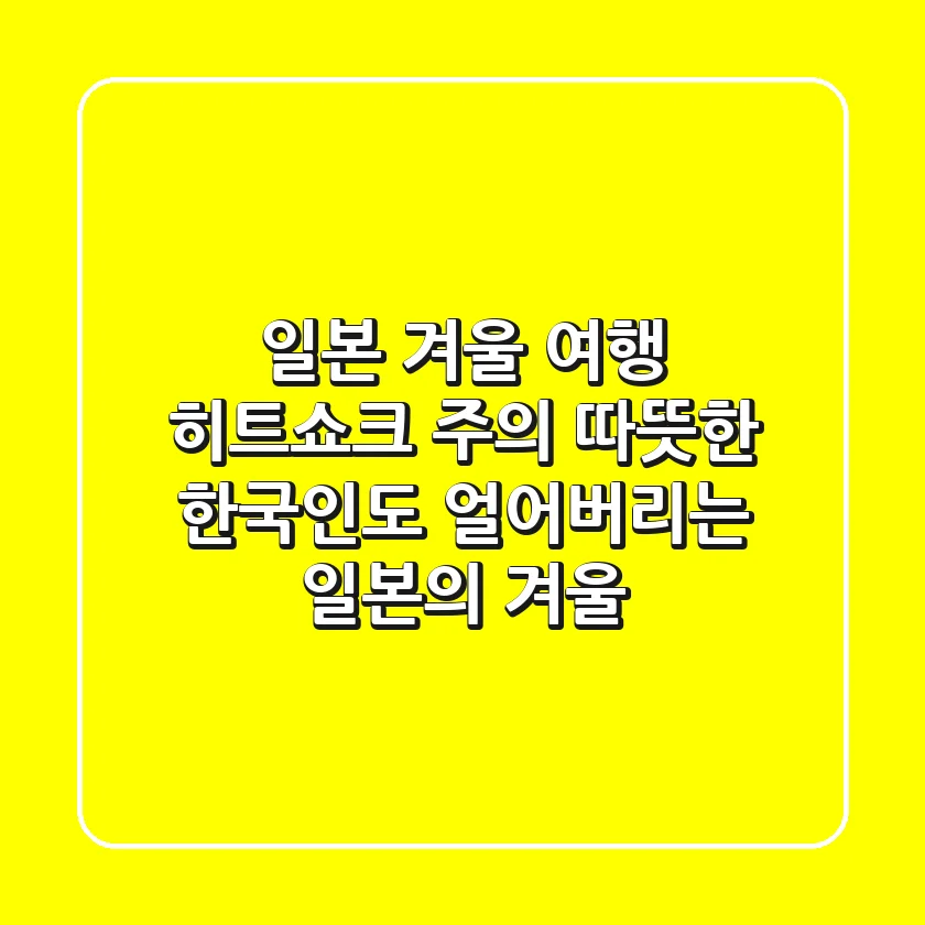 일본 겨울 여행, 히트쇼크 주의! 따뜻한 한국인도 얼어버리는 일본의 겨울