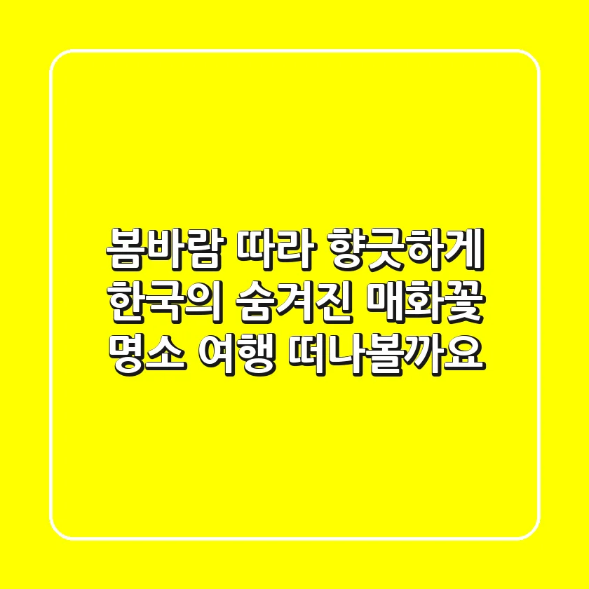 봄바람 따라 향긋하게! 한국의 숨겨진 매화꽃 명소 여행 떠나볼까요?