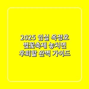 2025 임실 옥정호 벚꽃축제: 놓치면 후회할 완벽 가이드!