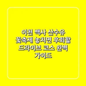 이천 백사 산수유 꽃축제: 놓치면 후회할 드라이브 코스 & 완벽 가이드