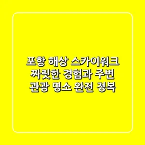 포항 해상 스카이워크: 짜릿한 경험과 주변 관광 명소 완전 정복!