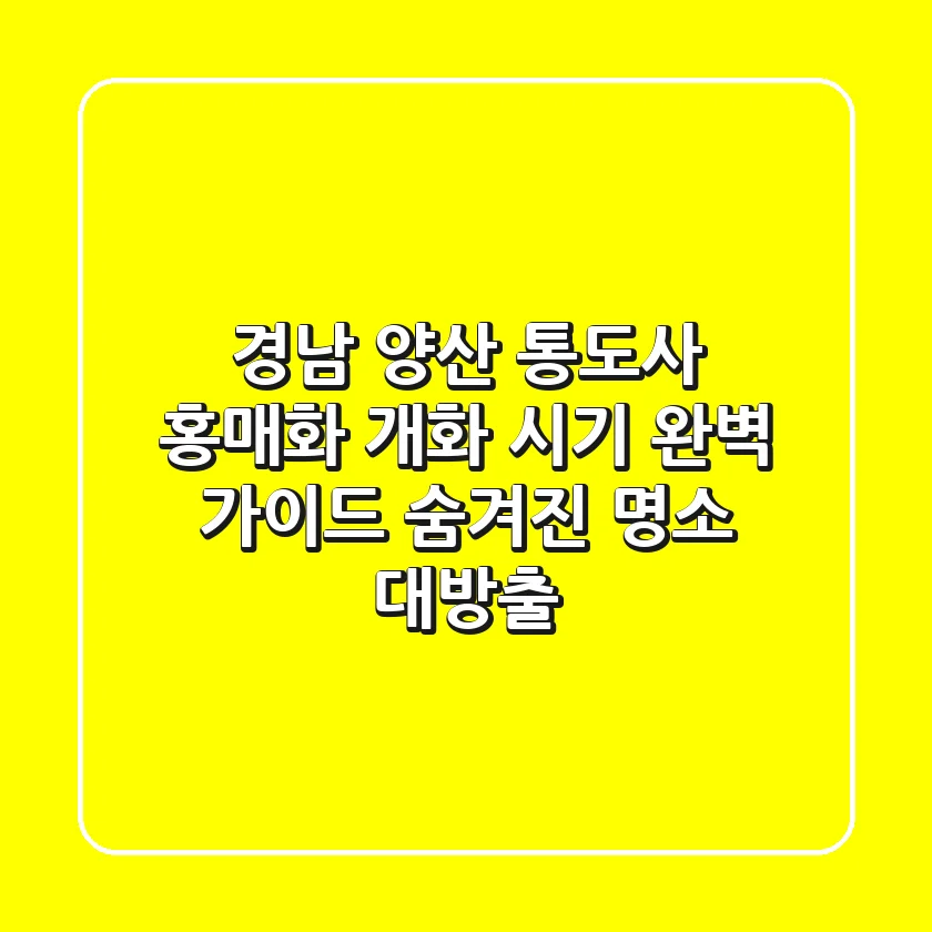 경남 양산 통도사 홍매화 개화 시기 완벽 가이드 & 숨겨진 명소 대방출!