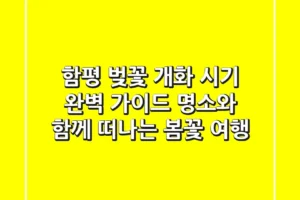 함평 벚꽃 개화 시기 완벽 가이드🌸: 명소와 함께 떠나는 봄꽃 여행