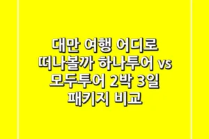 대만 여행, 어디로 떠나볼까? 하나투어 vs 모두투어 2박 3일 패키지 비교!