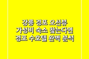 강릉 경포 오션뷰, 가성비 숙소 찾는다면? 경포 수호텔 완벽 분석!