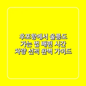 후포항에서 울릉도 가는 법: 배편 시간, 차량 선적 완벽 가이드