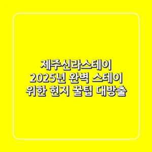 제주신라스테이, 2025년 완벽 스테이 위한 현지 꿀팁 대방출!