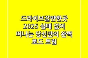 드라이브갈만한곳 2025: 실패 없이 떠나는 당신만의 완벽 로드 트립
