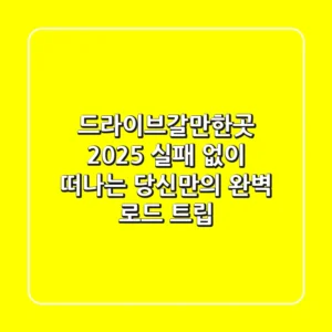 드라이브갈만한곳 2025: 실패 없이 떠나는 당신만의 완벽 로드 트립