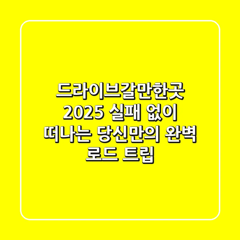 드라이브갈만한곳 2025: 실패 없이 떠나는 당신만의 완벽 로드 트립