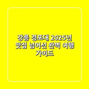 강릉 경포대 2025년, 맛집 넘어선 완벽 여행 가이드