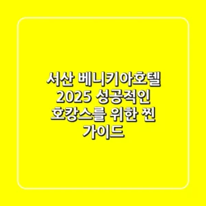 서산 베니키아호텔 2025, 성공적인 호캉스를 위한 찐 가이드