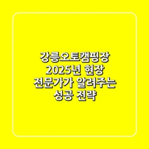 강릉오토캠핑장, 2025년 현장 전문가가 알려주는 성공 전략