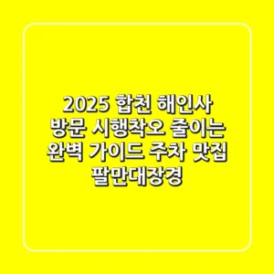 2025 합천 해인사 방문, 시행착오 줄이는 완벽 가이드! (주차, 맛집, 팔만대장경)
