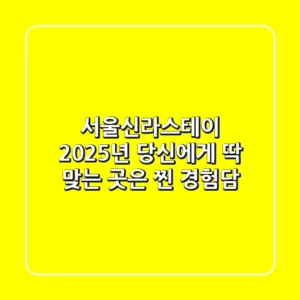 서울신라스테이, 2025년 당신에게 딱 맞는 곳은? (찐 경험담)