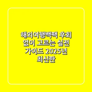 해외여행백팩, 후회 없이 고르는 실전 가이드 (2025년 최신판)