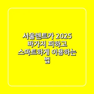 서울렌트카 2025, 바가지 피하고 스마트하게 이용하는 법!