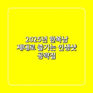 2025년 한복남 제대로 즐기는 인생샷 공략집