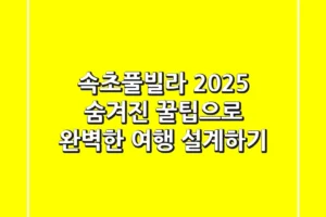 속초풀빌라 2025, 숨겨진 꿀팁으로 완벽한 여행 설계하기