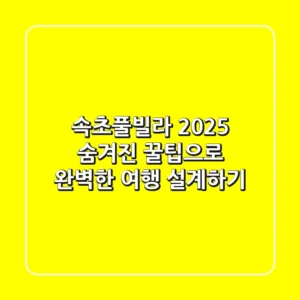 속초풀빌라 2025, 숨겨진 꿀팁으로 완벽한 여행 설계하기