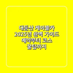 대둔산 케이블카 2025년 완벽 가이드: 예약부터 코스, 꿀팁까지
