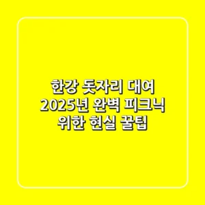 한강 돗자리 대여: 2025년 완벽 피크닉 위한 현실 꿀팁