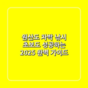 원산도 차박 낚시: 초보도 성공하는 2025 완벽 가이드
