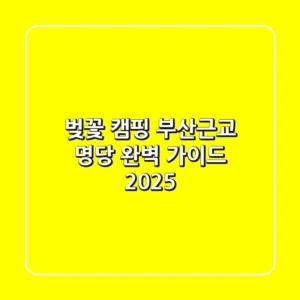 벚꽃 캠핑, 부산근교 명당 완벽 가이드 2025