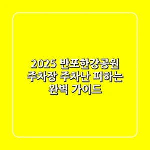 2025 반포한강공원 주차장: 주차난 피하는 완벽 가이드