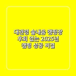 대관령 솔내음 캠핑장, 후회 없는 2025년 캠핑 성공 비결
