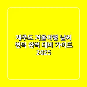 제주도 겨울여행, 날씨 변덕 완벽 대비 가이드 2025