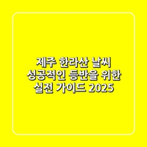 제주 한라산 날씨, 성공적인 등반을 위한 실전 가이드 2025