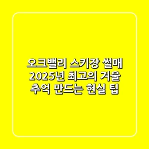 오크밸리 스키장 썰매, 2025년 최고의 겨울 추억 만드는 현실 팁