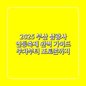 2025 부산 삼광사 연등축제 완벽 가이드: 주차부터 포토존까지