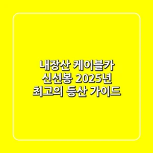 내장산 케이블카 & 신선봉, 2025년 최고의 등산 가이드