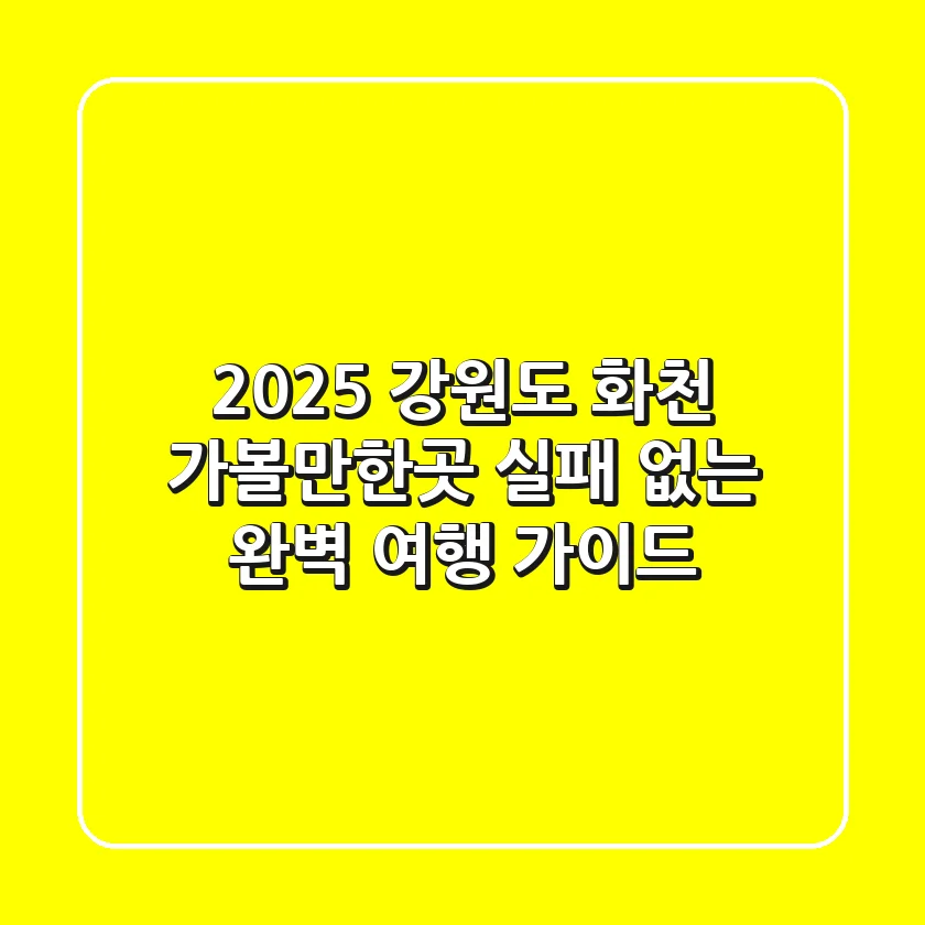 2025 강원도 화천 가볼만한곳: 실패 없는 완벽 여행 가이드