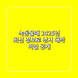 녹동물때, 2025년 최신 정보로 낚시 대박 비결 공개!