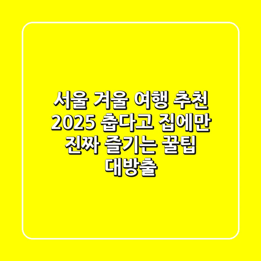 서울 겨울 여행 추천 2025, 춥다고 집에만? 진짜 즐기는 꿀팁 대방출!