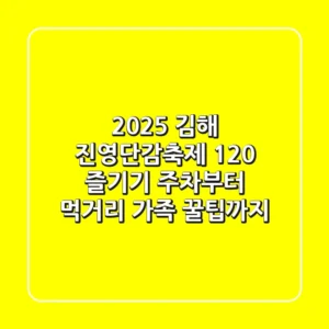 2025 김해 진영단감축제 120% 즐기기: 주차부터 먹거리, 가족 꿀팁까지!