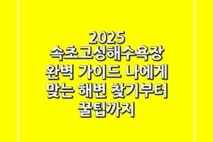2025 속초고성해수욕장 완벽 가이드: 나에게 맞는 해변 찾기부터 꿀팁까지