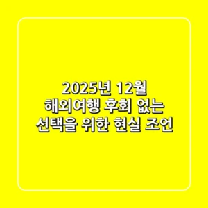 2025년 1~2월 해외여행, 후회 없는 선택을 위한 현실 조언