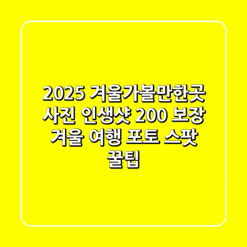 2025 겨울가볼만한곳 사진: 인생샷 200% 보장! 겨울 여행 포토 스팟 & 꿀팁