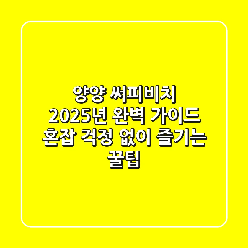 양양 써피비치 2025년 완벽 가이드: 혼잡 걱정 없이 즐기는 꿀팁