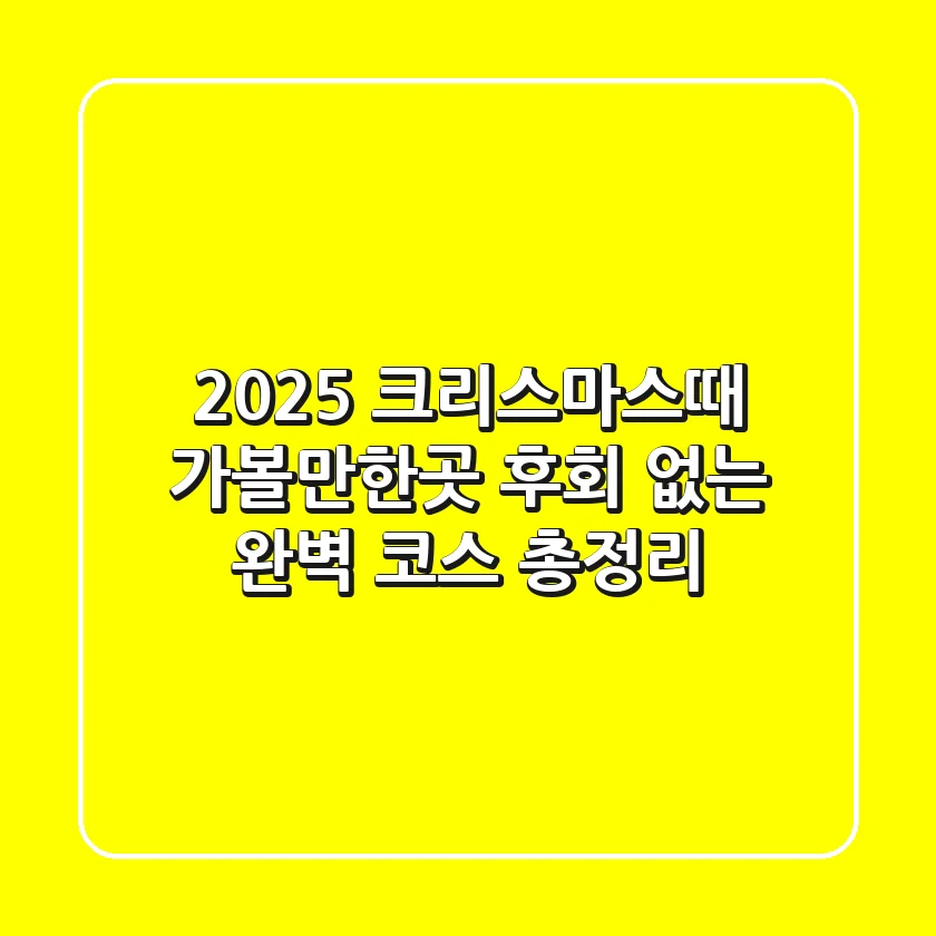 2025 크리스마스때 가볼만한곳, 후회 없는 완벽 코스 총정리