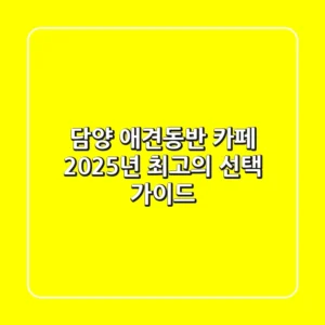담양 애견동반 카페, 2025년 최고의 선택 가이드