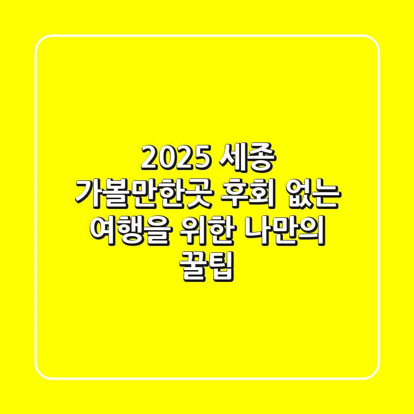2025 세종 가볼만한곳, 후회 없는 여행을 위한 나만의 꿀팁