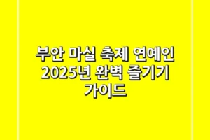 부안 마실 축제 연예인, 2025년 완벽 즐기기 가이드
