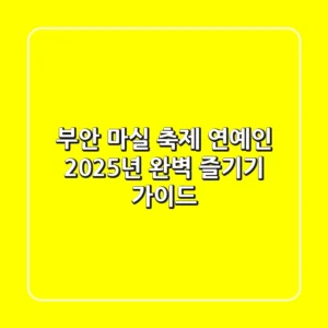 부안 마실 축제 연예인, 2025년 완벽 즐기기 가이드
