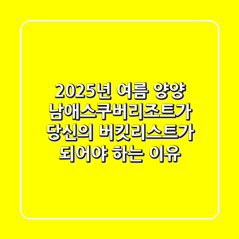 2025년 여름, 양양 남애스쿠버리조트가 당신의 버킷리스트가 되어야 하는 이유